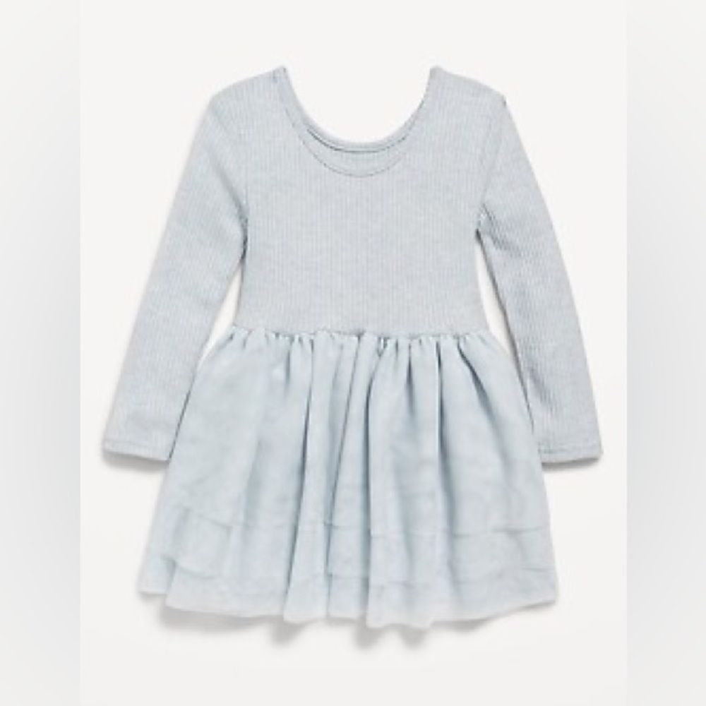 Old Navy Light Blue long sleeve plush ribbed tutu dress